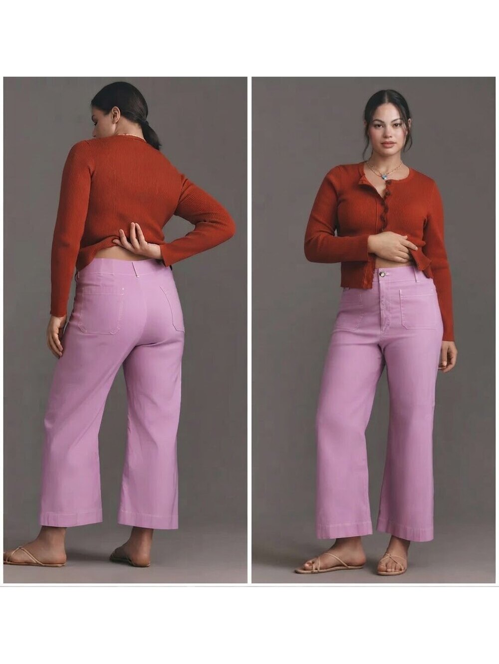 Anthropologie Maeve The Colette Crop Wide-Leg Pants Pink Size 29 Color Pop